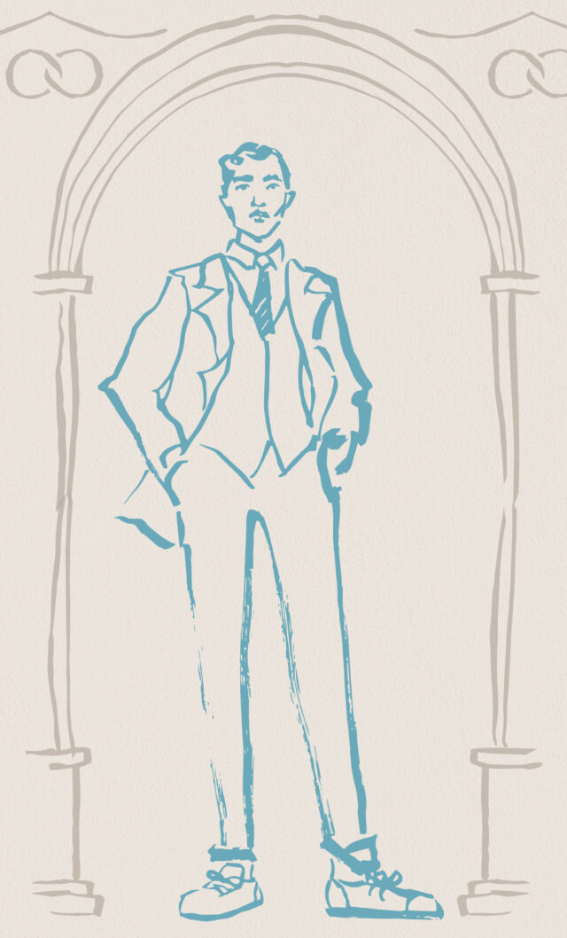 a drawing of a man in a suit