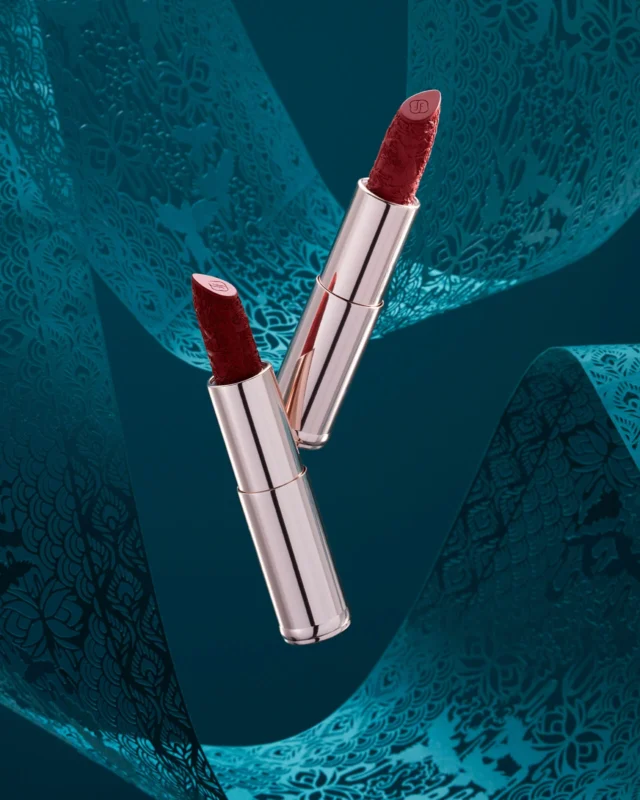 two lipsticks in a silver tube
