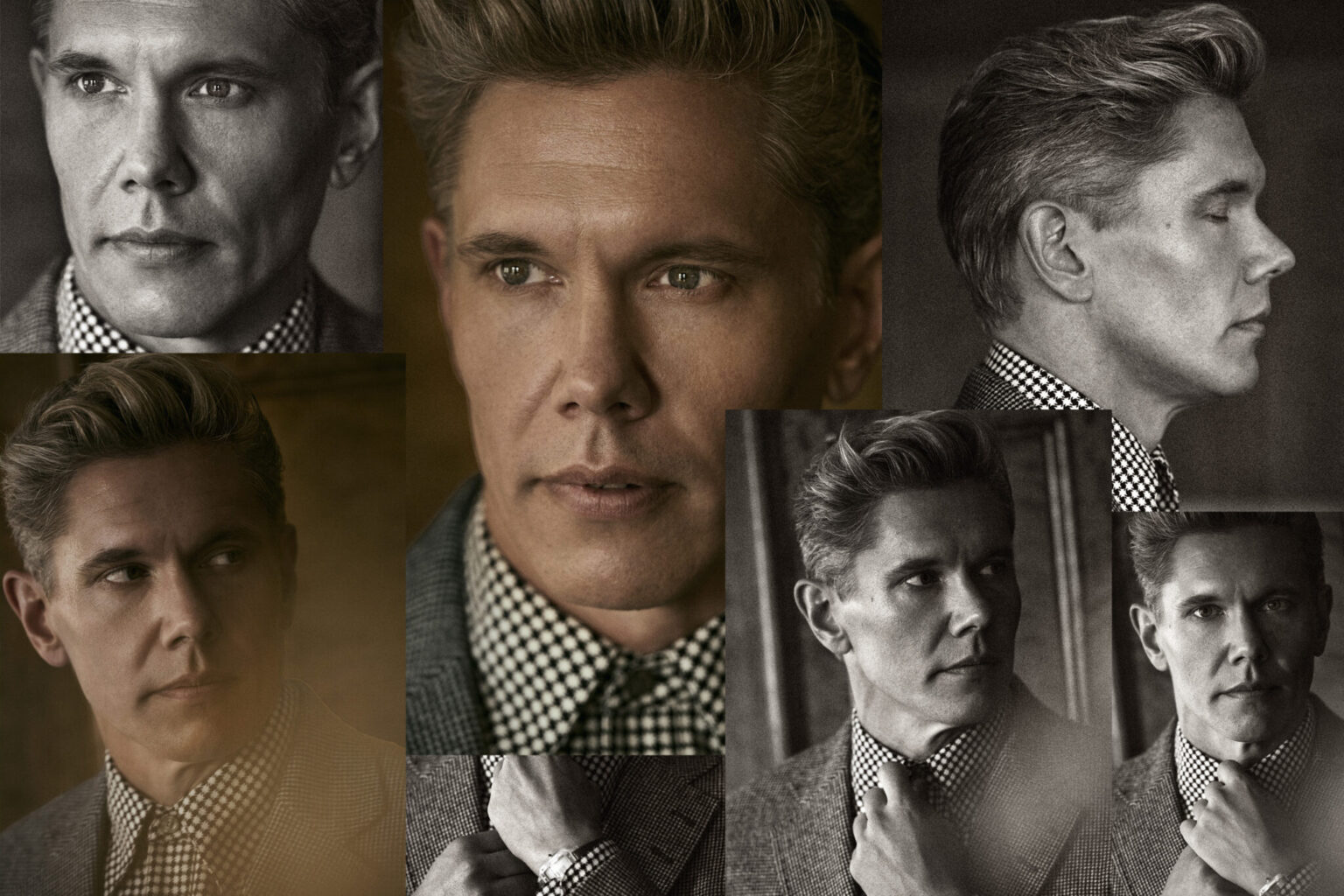 a collage of a man