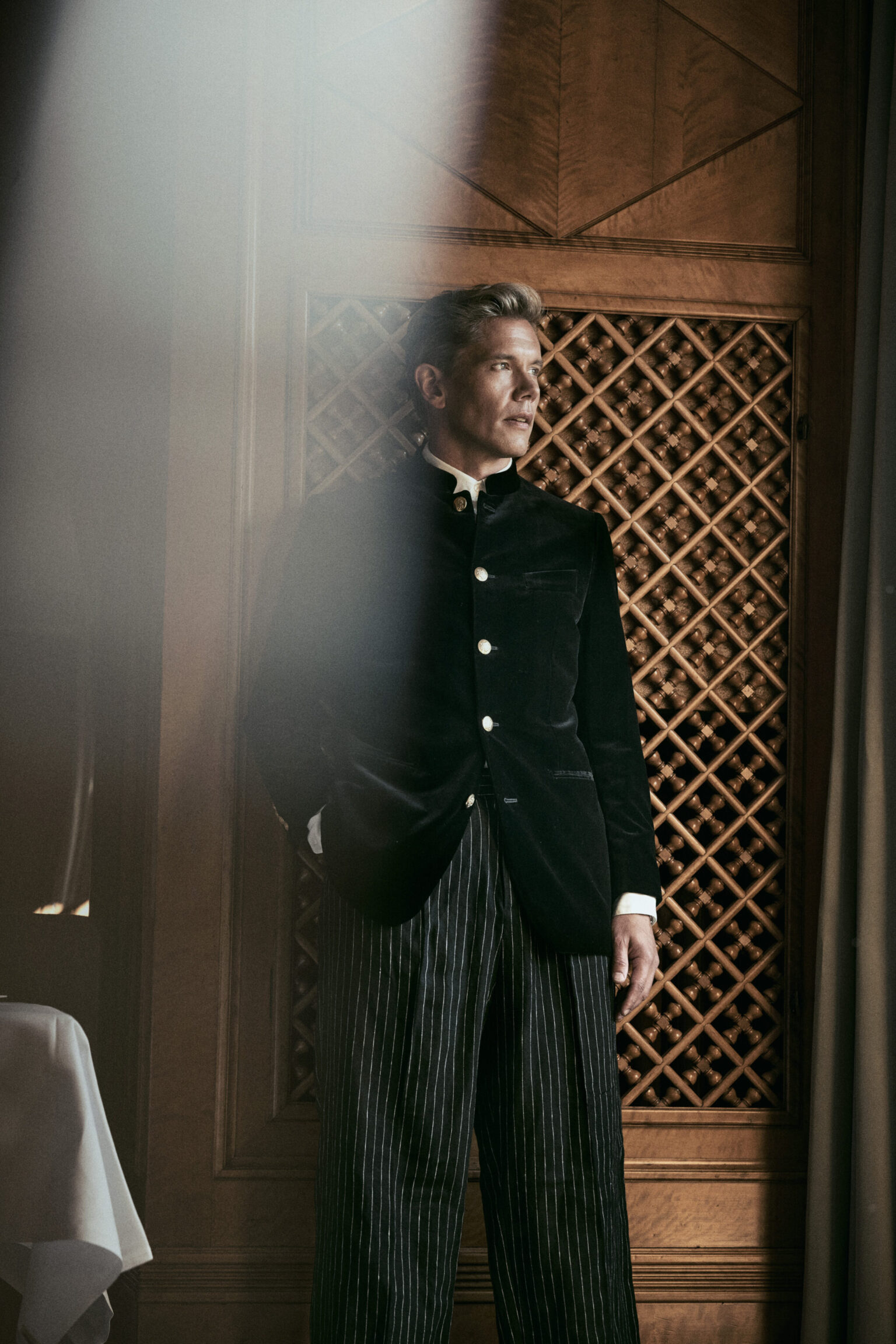 a man in a black jacket