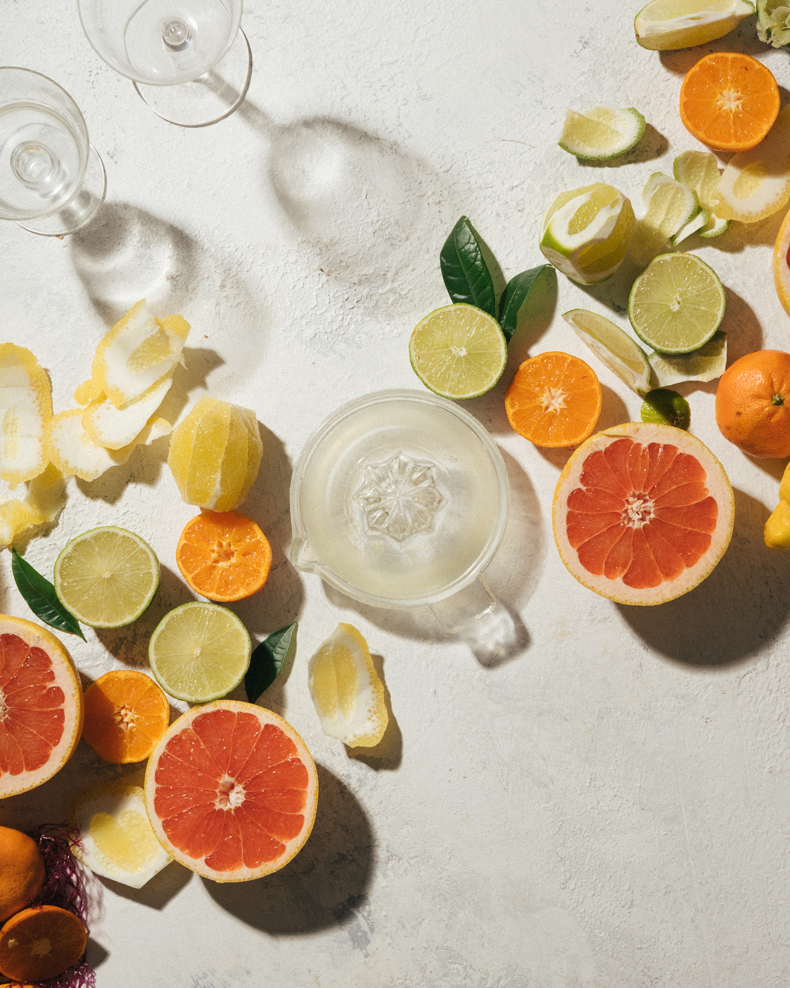 a group of cut fruit on a table