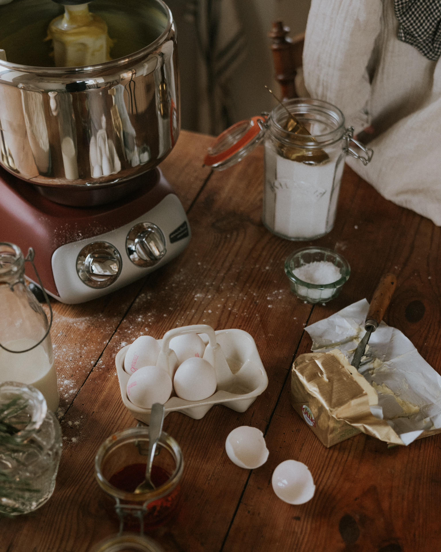 a table with food ingredients on it