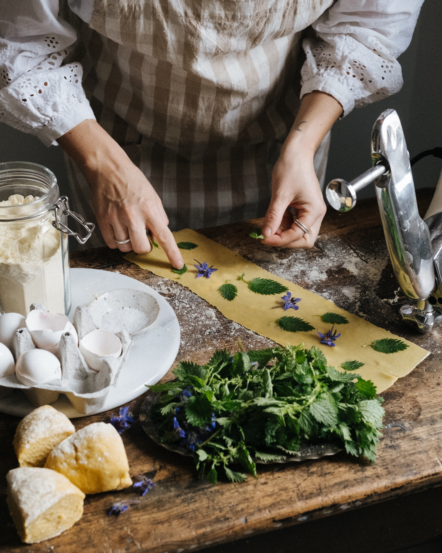a person making food on a table
