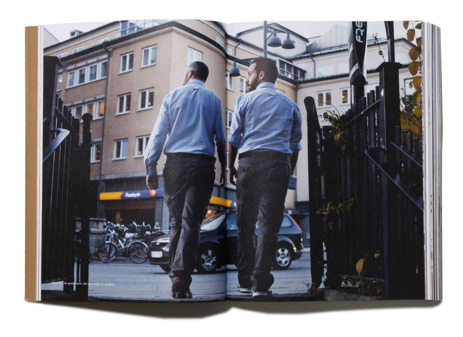 a book of a man walking down the street