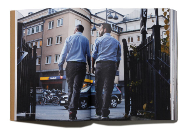 a book of a man walking down the street