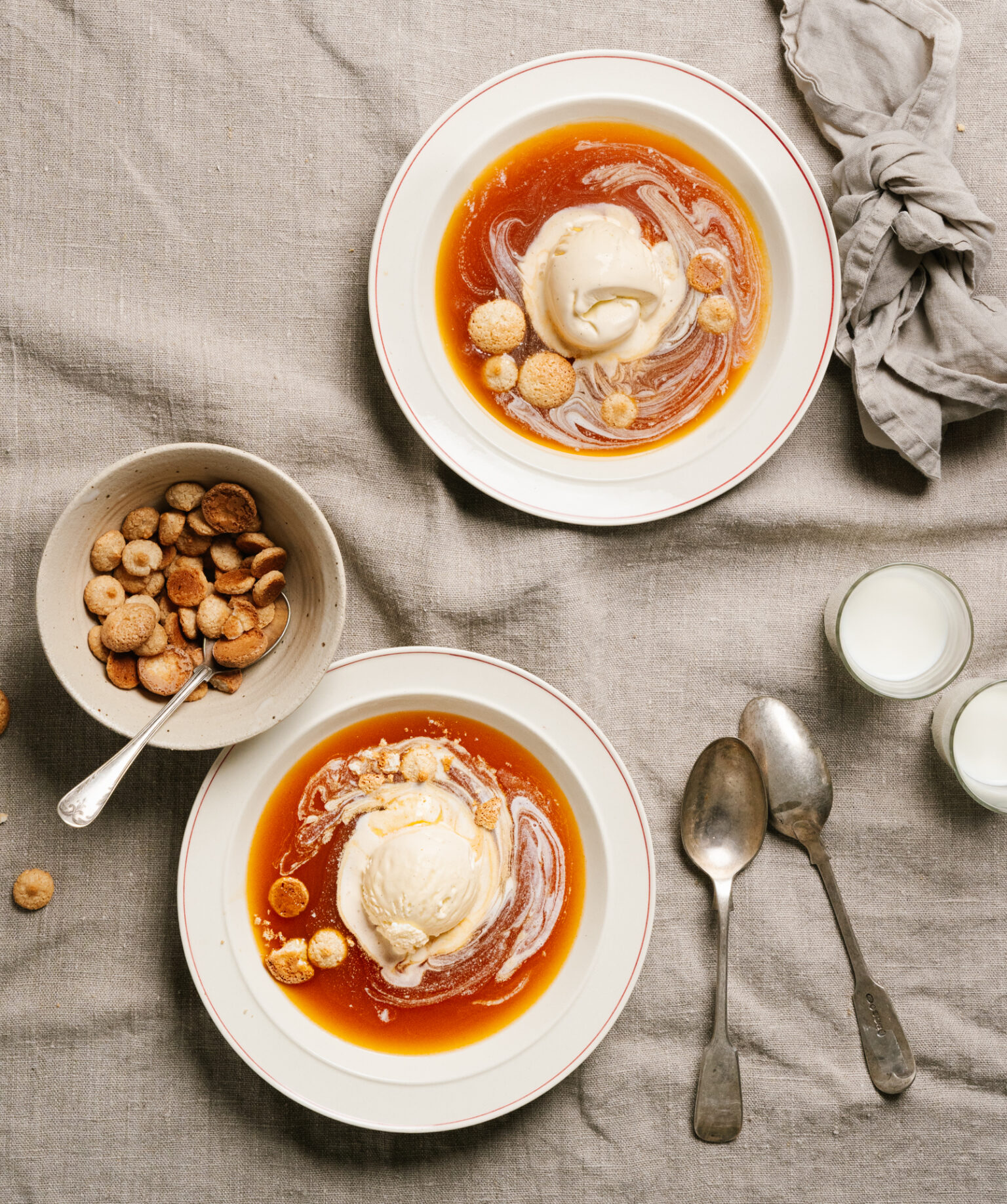 a group of bowls of food
